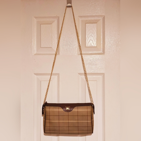 Burberry Brown Shoulder Bag with Gold Chain Straps - Picture 2 of 3